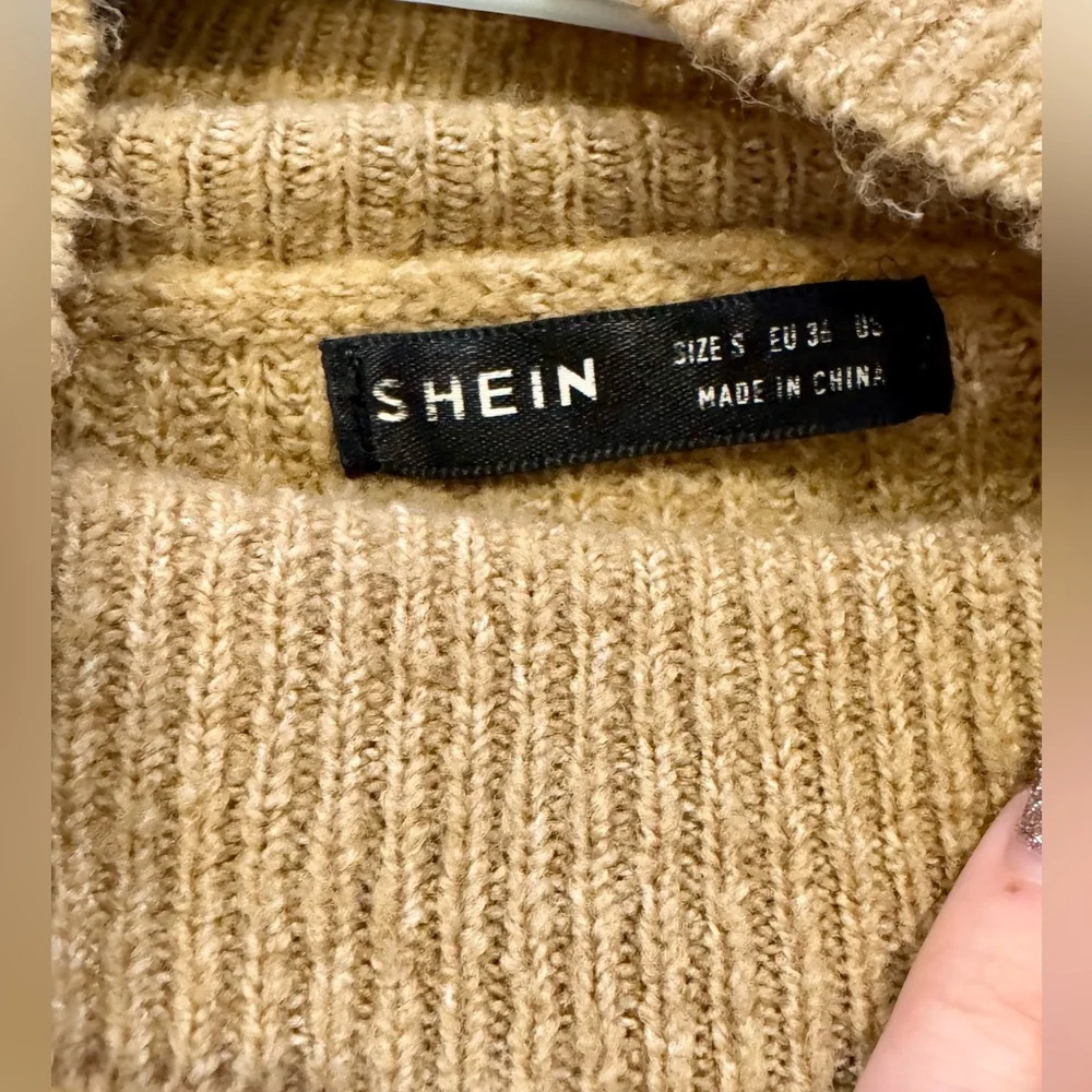 SHEIN Camel Cowl Neck Sweater